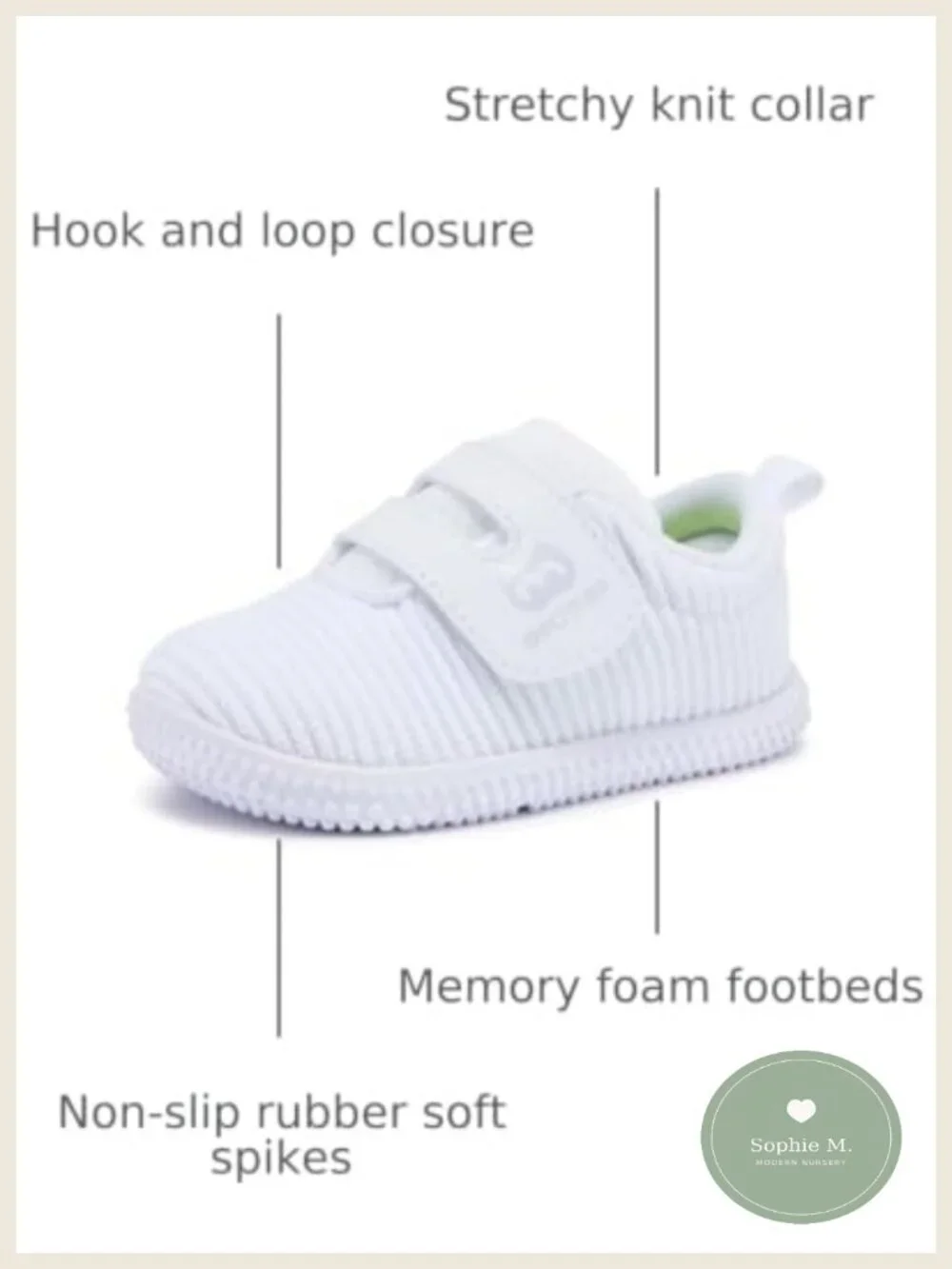 Baby Walking Shoes First Walkers Toddler Sneakers Breathable Non-Slip Hook &